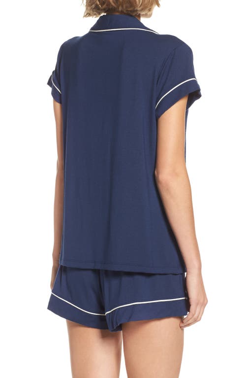 Shop Eberjey Gisele Jersey Knit Shorty Pajamas In Navy/ivory