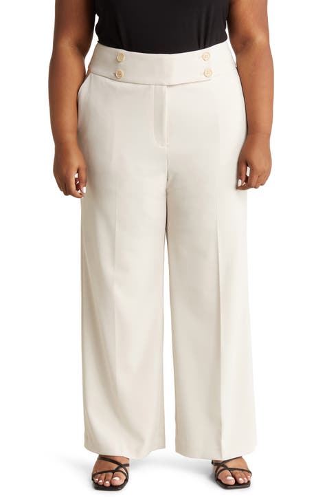 Calvin Klein Jeans Trendy Plus Size Pants Women's 1X Birch Elastic