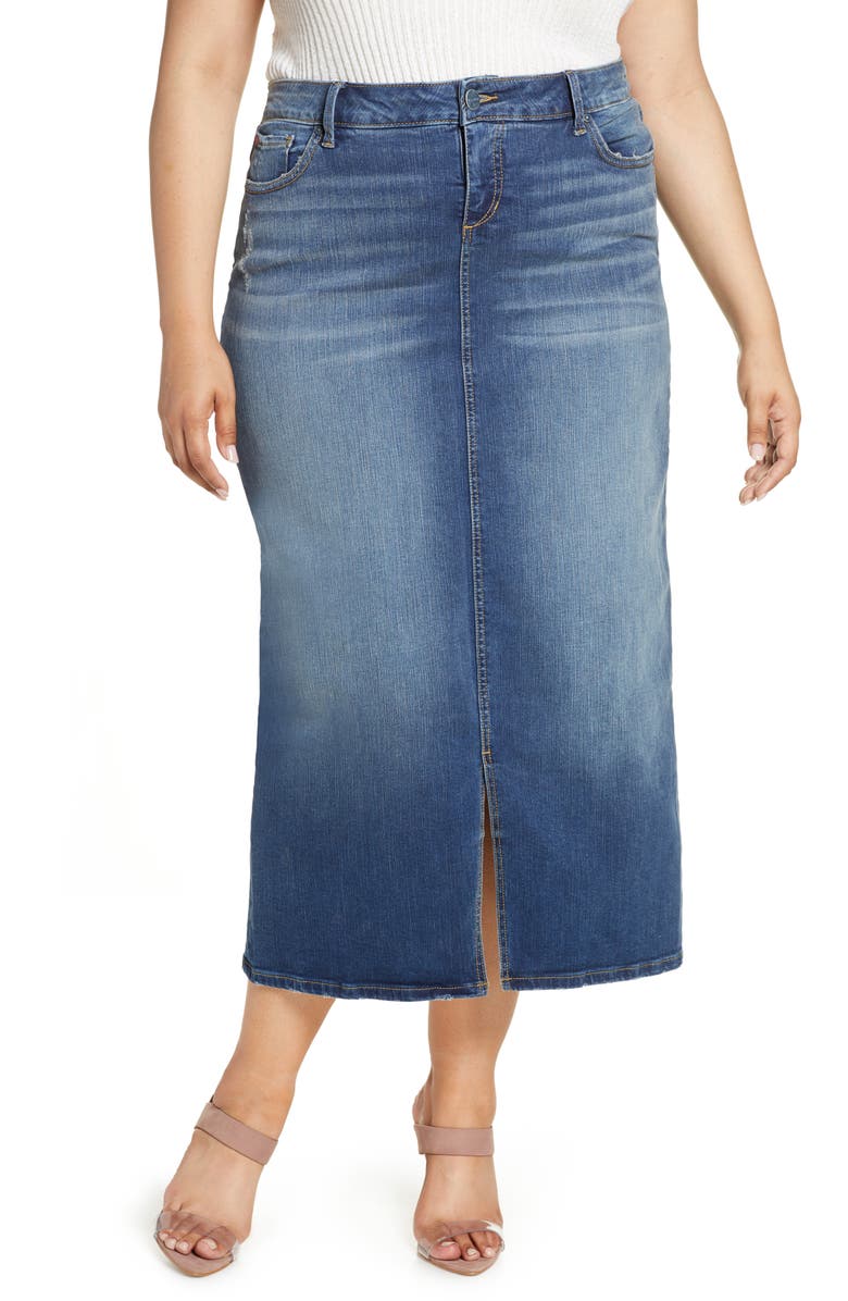 SLINK Jeans Long Denim Skirt (Ruby) (Plus Size) | Nordstrom