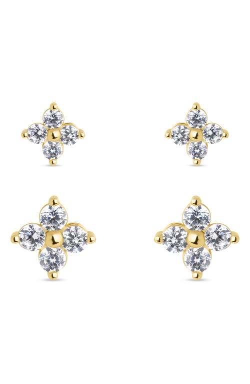 Sterling Forever Cz Cluster 2-pack Stud Earrings In Gold