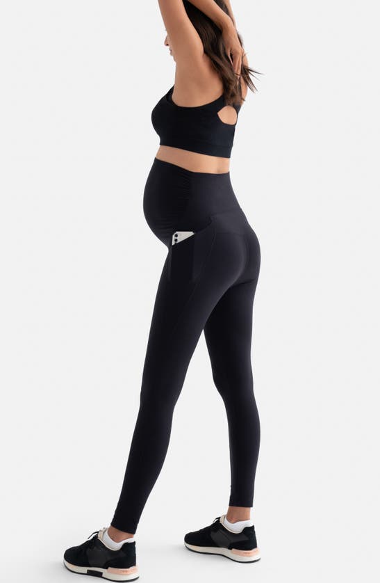 Shop Seraphine Back Support Active Maternity Pocket Leggings In Black