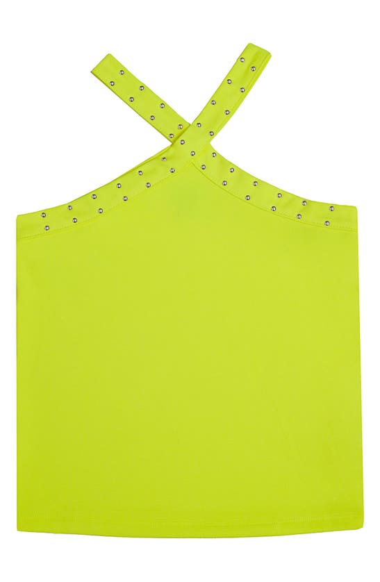 Shop Mia New York Kids' Studded Crossover Tank Top In Lime