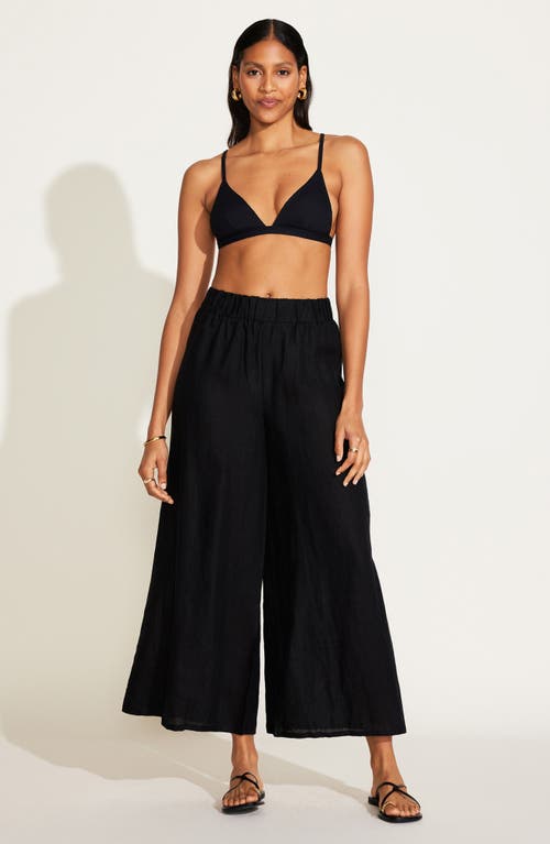 Vitamin A ® Tallows Wide Leg Linen Cover-up Pants In Black