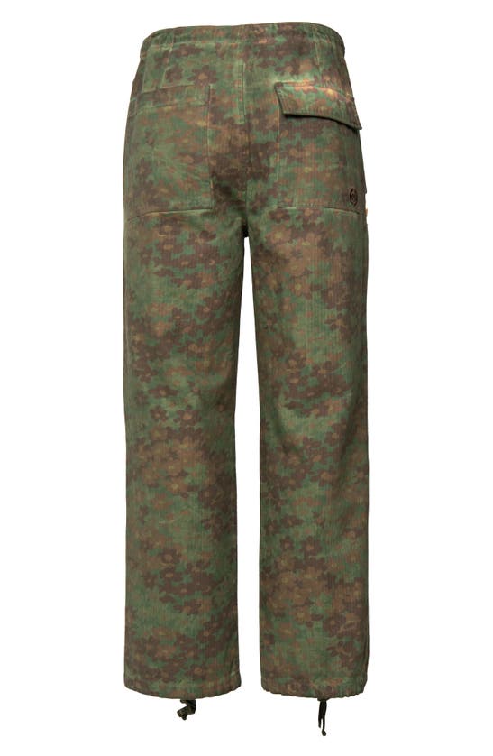 Shop Round Two Floral Camouflage Drawstring Parachute Pants In Green Multi