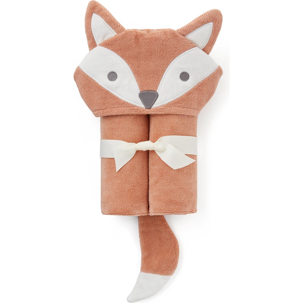 Elegant Baby Terry Velour Hooded Fox Towel In Rust