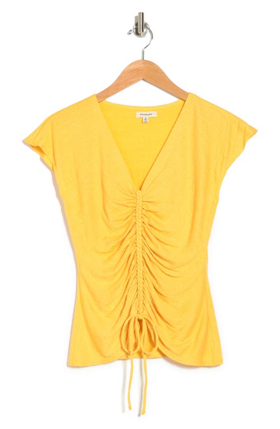 Maxstudio Center Shirred Short Sleeve T-shirt In Sunshine