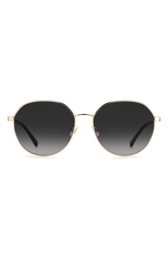 Kate Spade 60mm Neshafs Round Sunglasses In Gold Black/ Grey Shaded