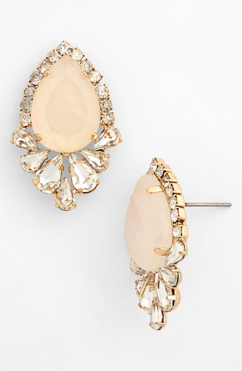 BP. Crystal Framed Teardrop Stud Earrings, Main, color, CRYSTAL