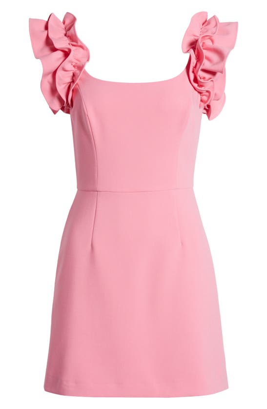 Shop French Connection Whisper Ruffle Sleeve Minidress In Aurora Pink