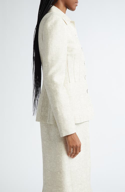 Shop Lafayette 148 New York Three Pocket Textured Jacquard Jacket In Plaster Multi