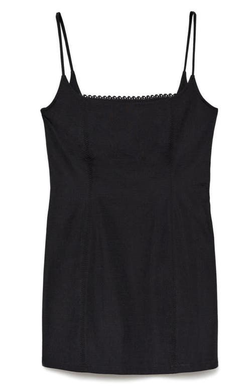 Mango Straps Dress With Lace Detail Black In Black