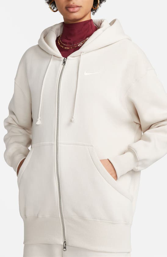 Shop Nike Sportswear Phoenix Fleece Full Zip Hoodie In Light Orewood Barn/ Sail