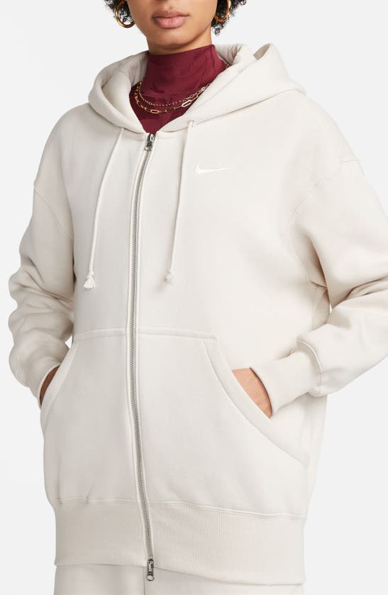 Nike Women's Sportswear Phoenix Fleece Oversized Full-zip Hoodie In Light Orewood Barn/ Sail