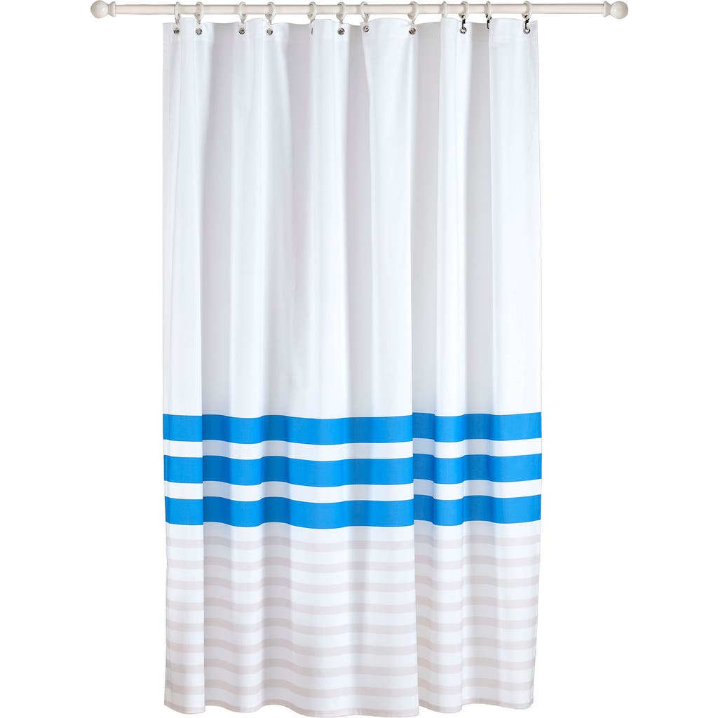 Shop Brooks Brothers Turkish Peshtemal Shower Curtain In Silver Blue