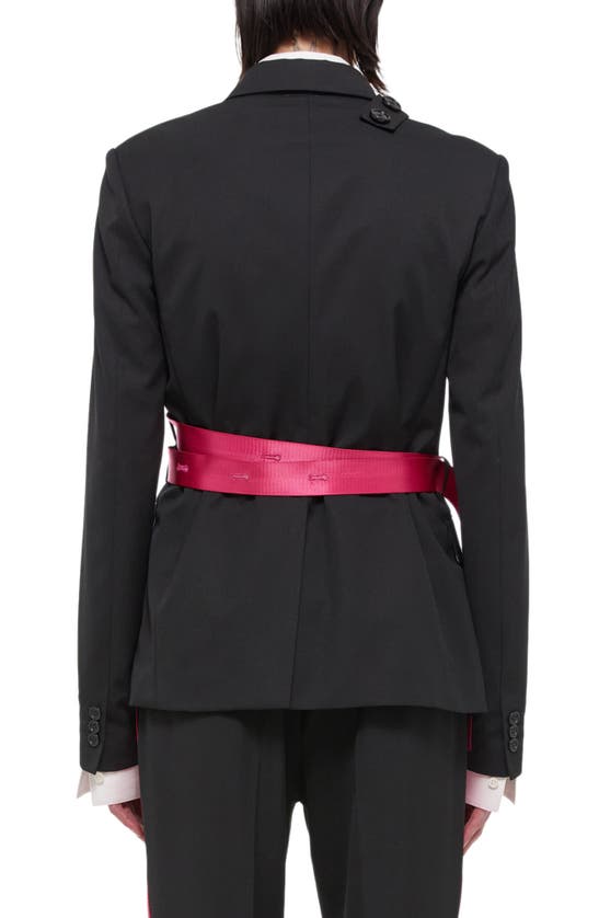 Helmut Lang Single-breasted Seatbelt Blazer In Black/ Fuschia