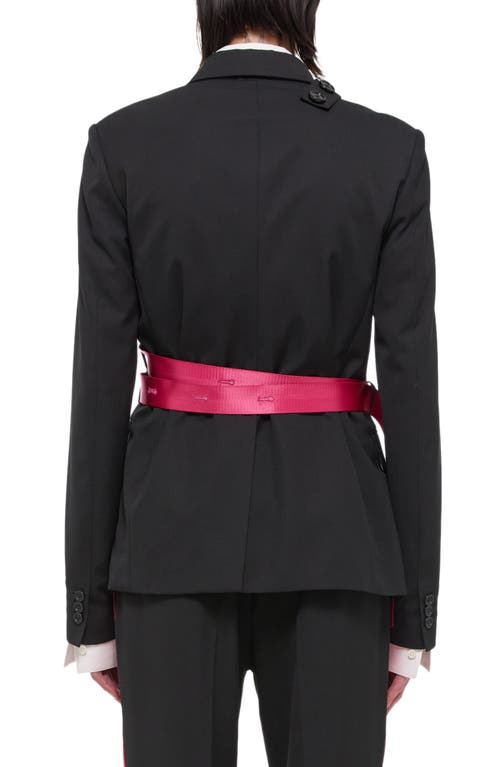 Shop Helmut Lang Seat Belt Virgin Wool Blazer In Black/fuschia