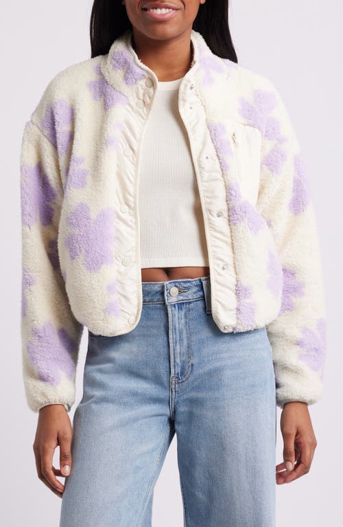 Thread & Supply High Pile Fleece Floral Jacket in Lavender Cream Floral 