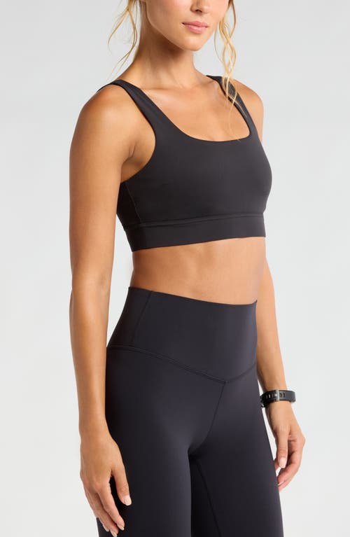 Shop Zella Luxe Lite Squared Up Sports Bra In Black