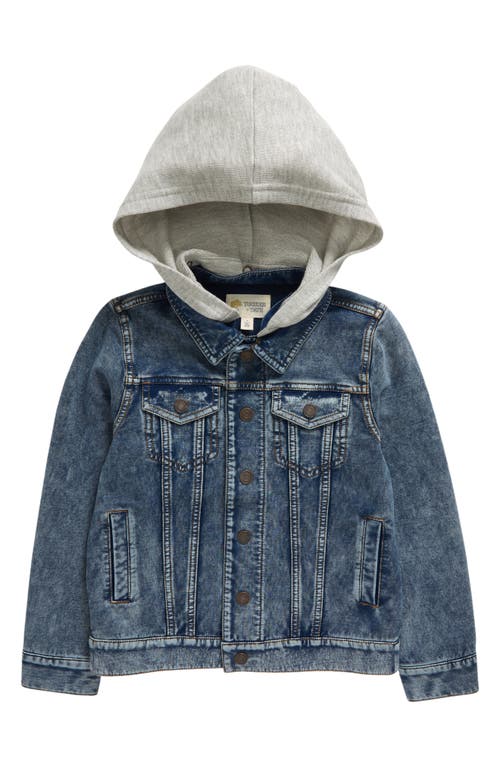 Tucker + Tate Kids' Knit Denim Jacket with Removable Hood Mid Blue Wash at Nordstrom,