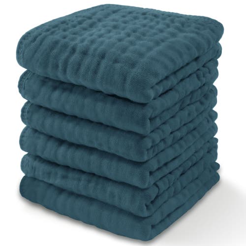 Comfy Cubs Muslin Washcloths In Neptune