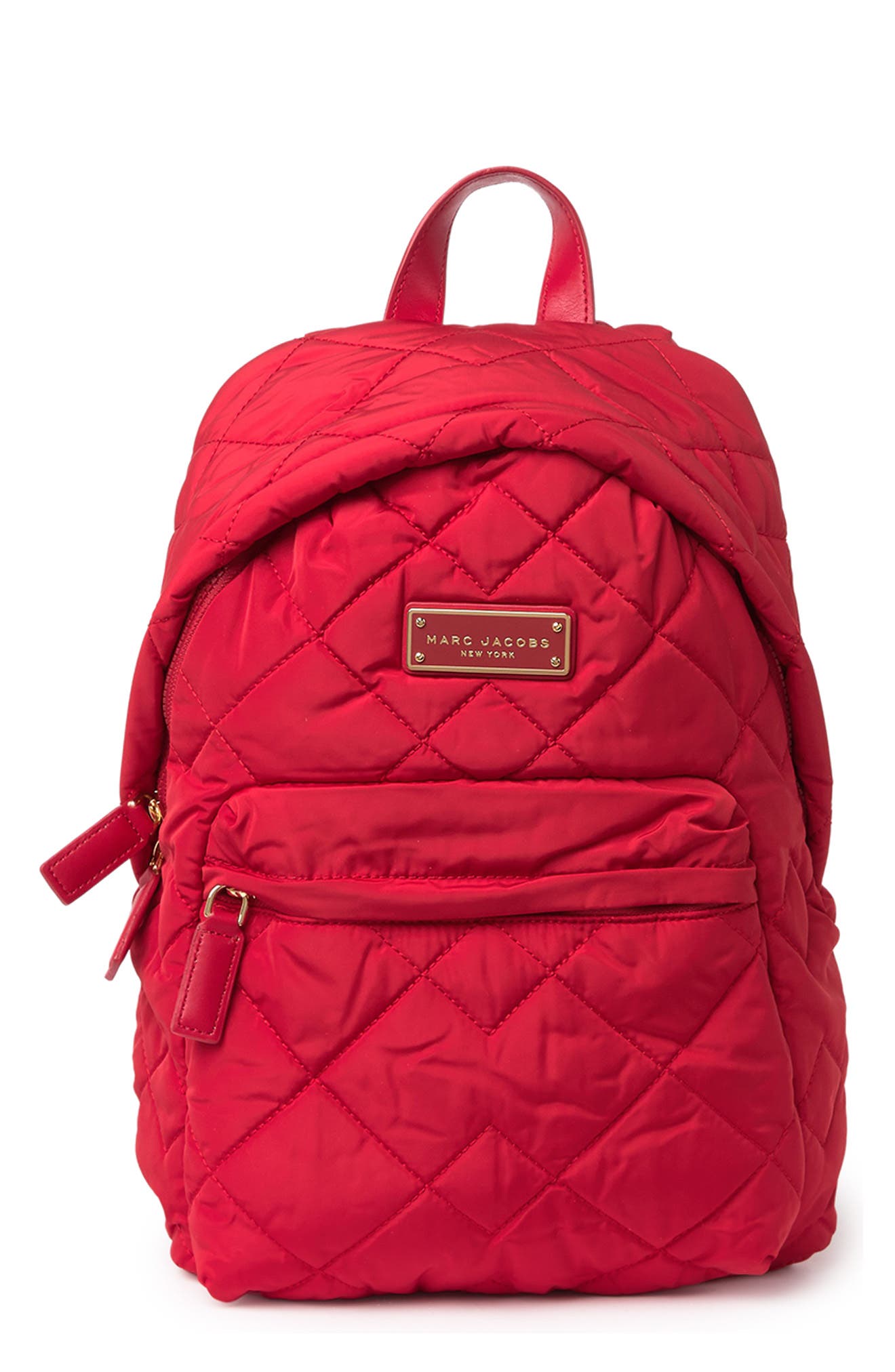 Marc Jacobs Quilted Nylon School Backpack In Cherry Red