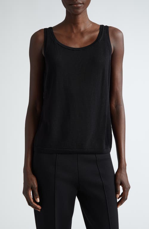 Lafayette 148 New York Scoop Neck Mercerized Cotton Sweater Tank in Black 