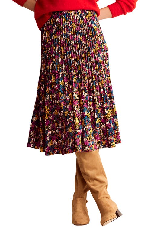 Floral Print Pleated Midi Skirt in Multi Botanic Dawn