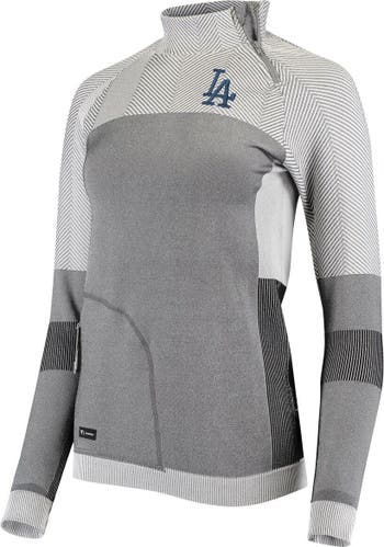 Women's Levelwear Gray Los Angeles Dodgers Verse Asymmetrical Raglan  Tri-Blend Quarter-Zip Jacket 