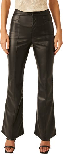Uptown High Waist Faux Leather Flare Pants