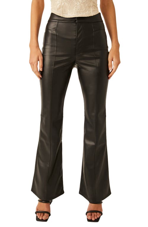 Uptown High Waist Faux Leather Flare Pants in Black