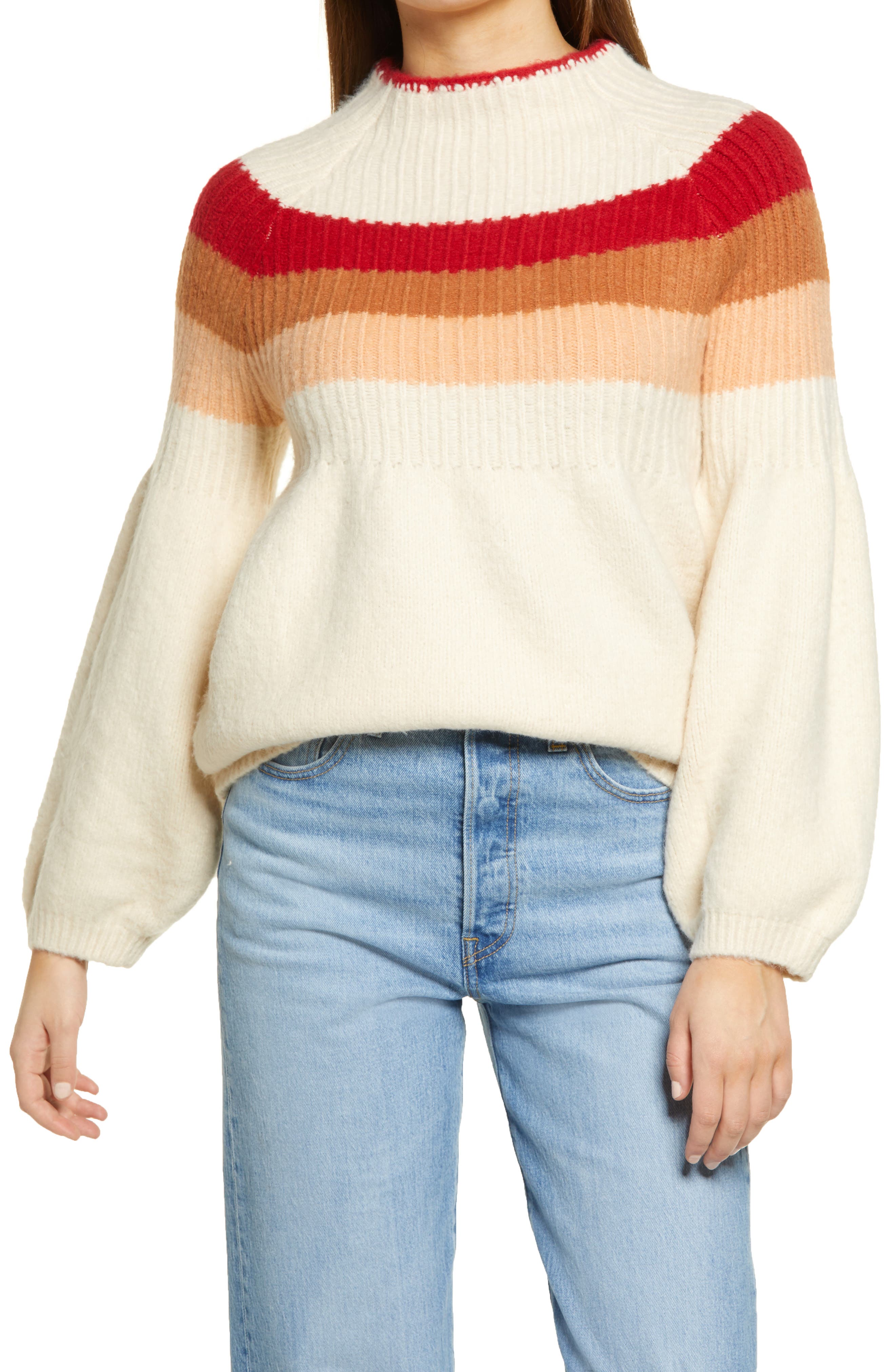 ALL IN FAVOR PLACED STRIPE SWEATER,191446368684