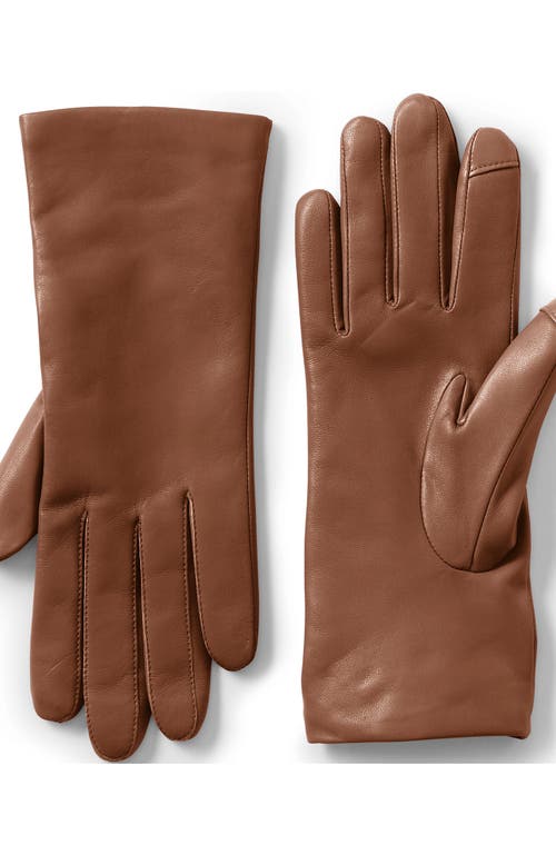 Shop Lands' End Ez Touch Screen Cashmere Lined Leather Gloves In Cognac