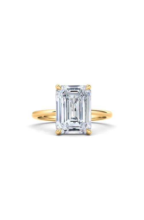 Emerald Cut Lab Created Diamond Ring in 18K Yellow Gold