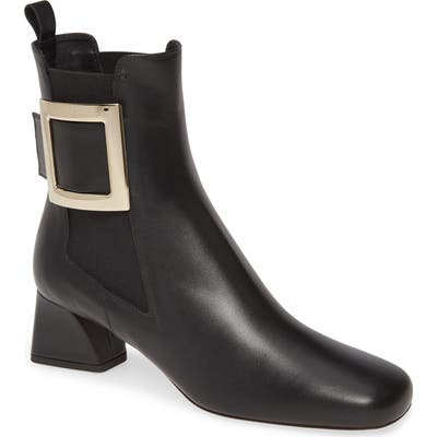 Roger Vivier Tres Vivier Buckle Chelsea Boot, Black