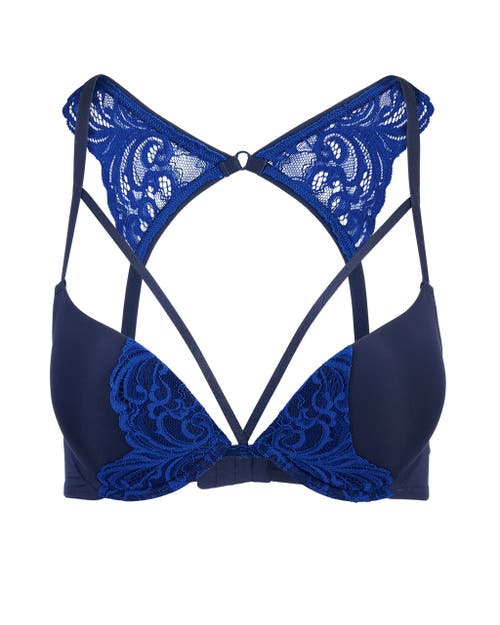 Adore Me Saige Push Up Plunge Bra In Dark Blue