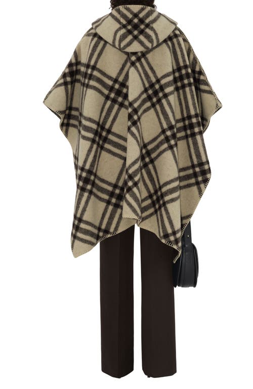 Burberry Catherine Tie Bar Check Hooded Wool Cape In Candle