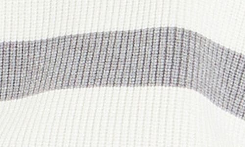 English Factory Stripe Half Zip Crop Sweater In Grey/ Ivory