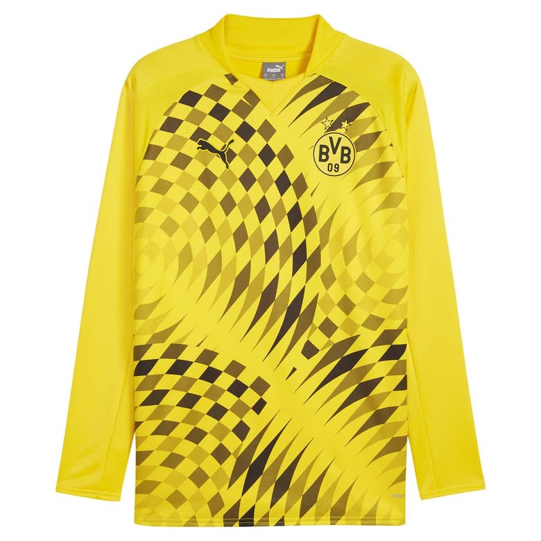 Shop Puma Yellow Borussia Dortmund 2023/24 Pre-match Pullover Raglan Sweat Top