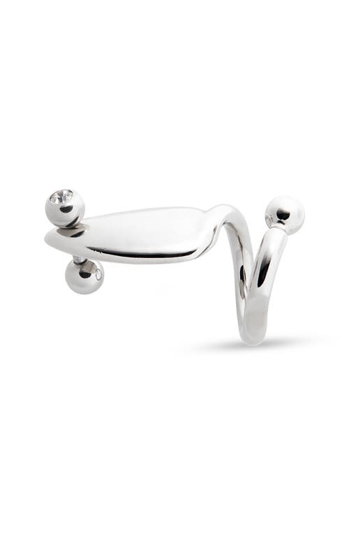 Shop Justine Clenquet Demon Nail Ring In Palladium