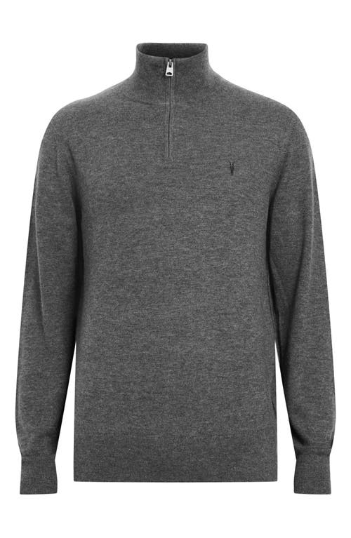 Shop Allsaints Kilburn Funnel Neck Wool Blend Quarter Zip Sweater In Carter Grey