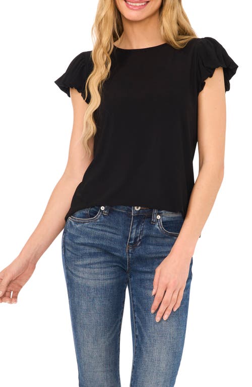 Cece Bubble Sleeve Stretch Crepe Knit Top In Rich Black