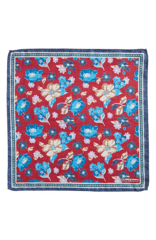 Shop Edward Armah Floral & Solid Reversible Silk Pocket Square In Barn Red