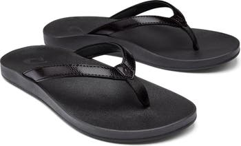 Roxy Womens Flip Flop Sandals Size 10 Black White Palm Design Dual