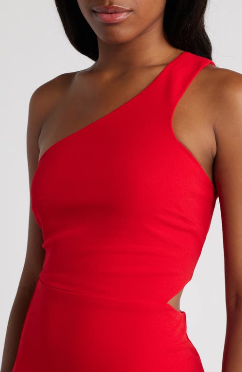 Lulus Idyllic Impression Red One-shoulder Cutout Maxi Dress In Red
