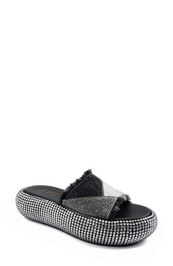 Zigi Hazel Platform Slide Sandal In Black Denim
