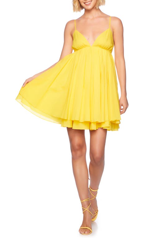 Susana Monaco Tiered Cotton Voile Minidress In Zest