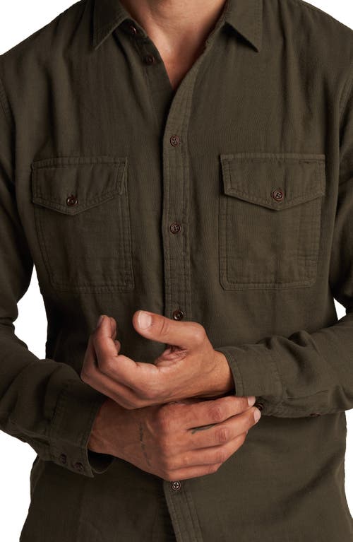 Rowan Leeds Double Weave Button-up Shirt In Olive