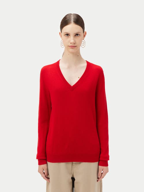 Gobi Cashmere V-neck Sweater In Red