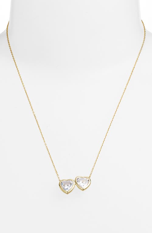 Shymi Fancy 2-stone Bezel Pendant Necklace In Gold/white