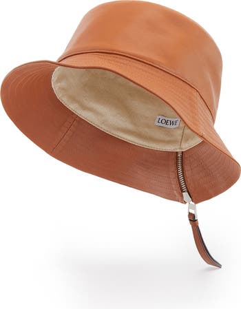 Loewe Logo Zip Leather Bucket Hat
